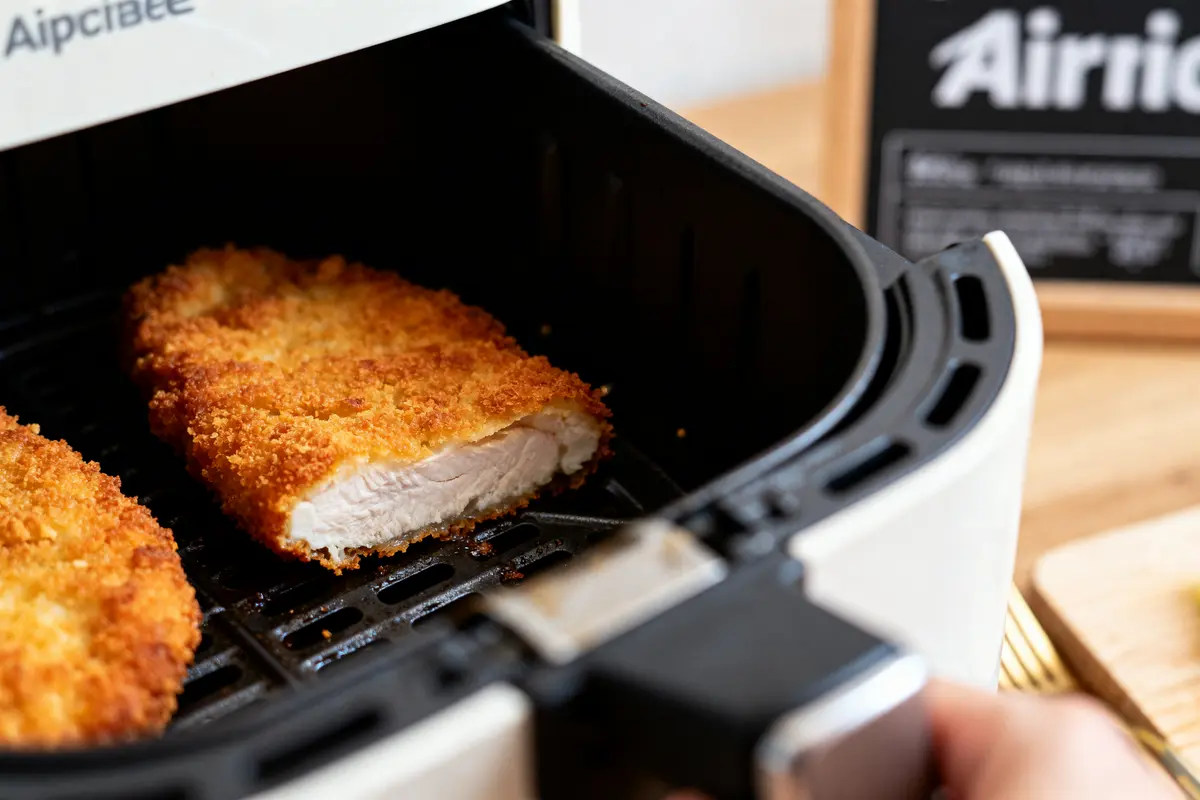 Cordon bleu doré dans un Airfryer pour réchauffer un cordon bleu au Airfryer efficacement