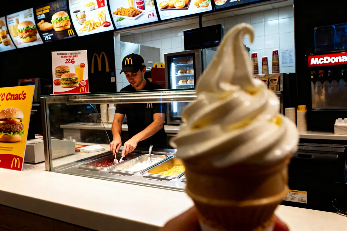 Cornet de glace au comptoir McDo illustrant le prix de la glace au McDo